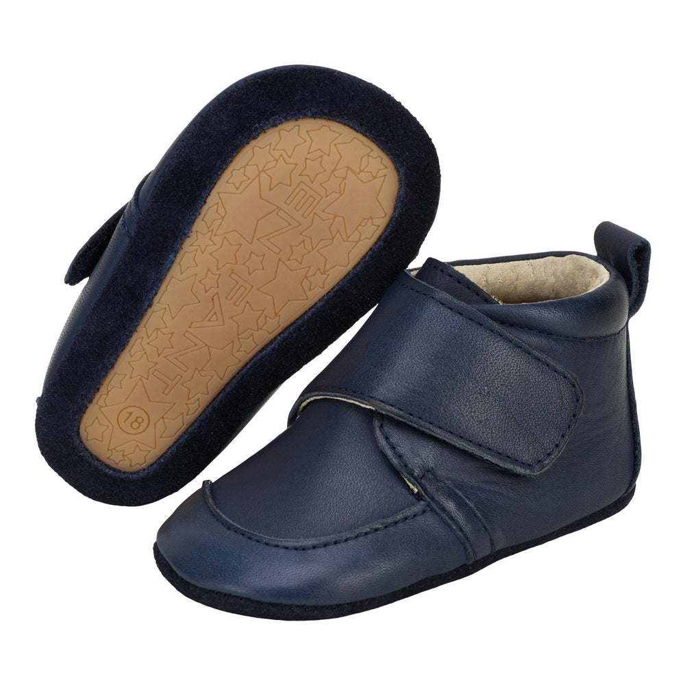 ENFANT Velcro Leather SLIPPERS Blue Navy