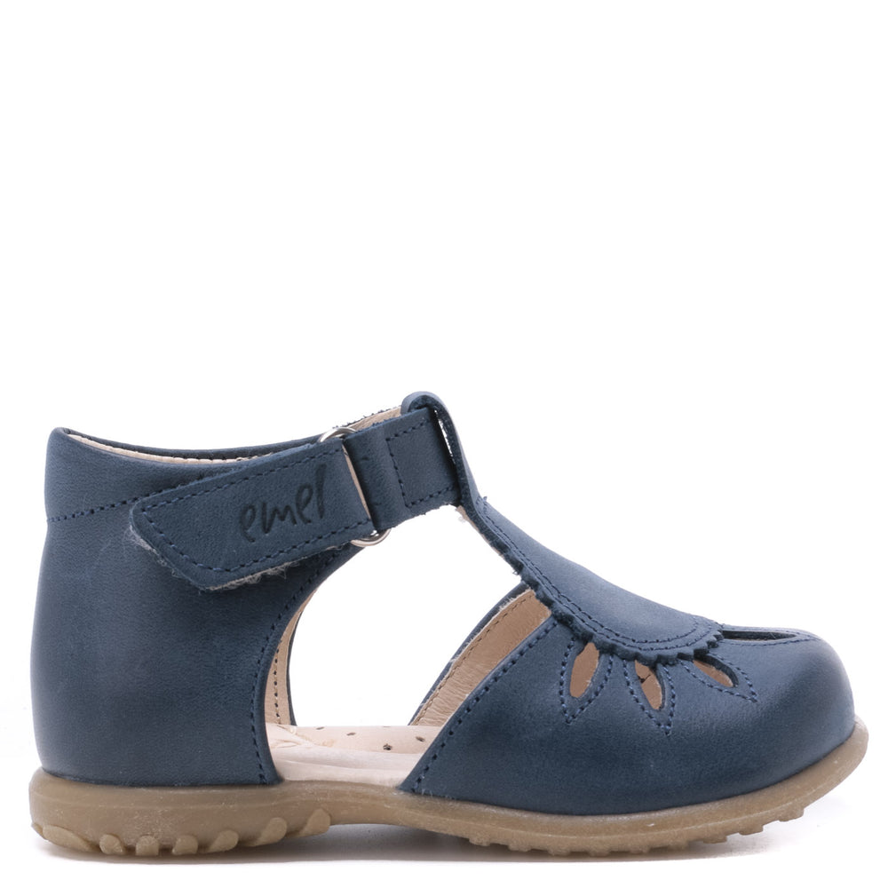 (2436-14) Emel navy blue Half-Open Shoes