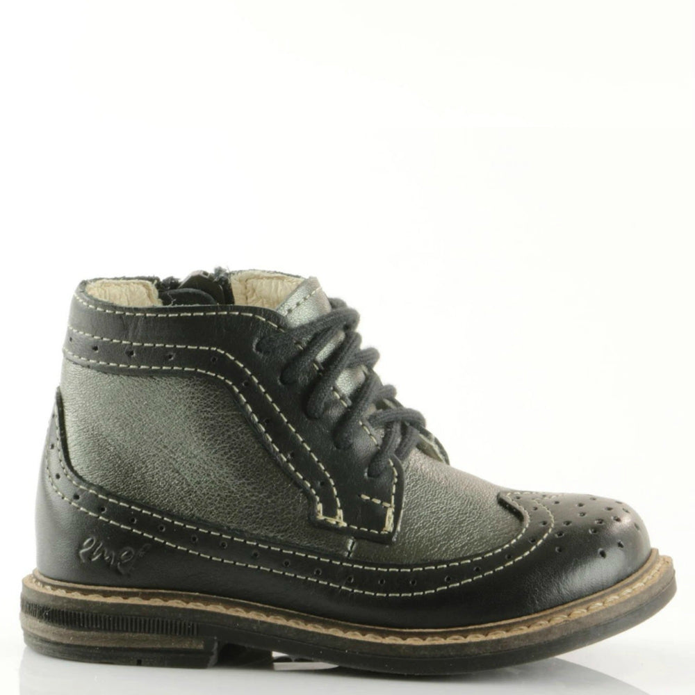 Emel Black Brogue Lace Up Boots (2608A-5)