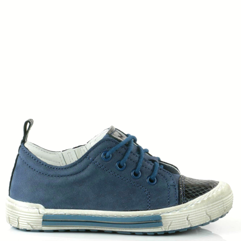 (2592-2) Navy Girl Low Lace Up Trainers
