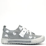 (2251-1) Emel grey hearts Low Lace Up Trainers