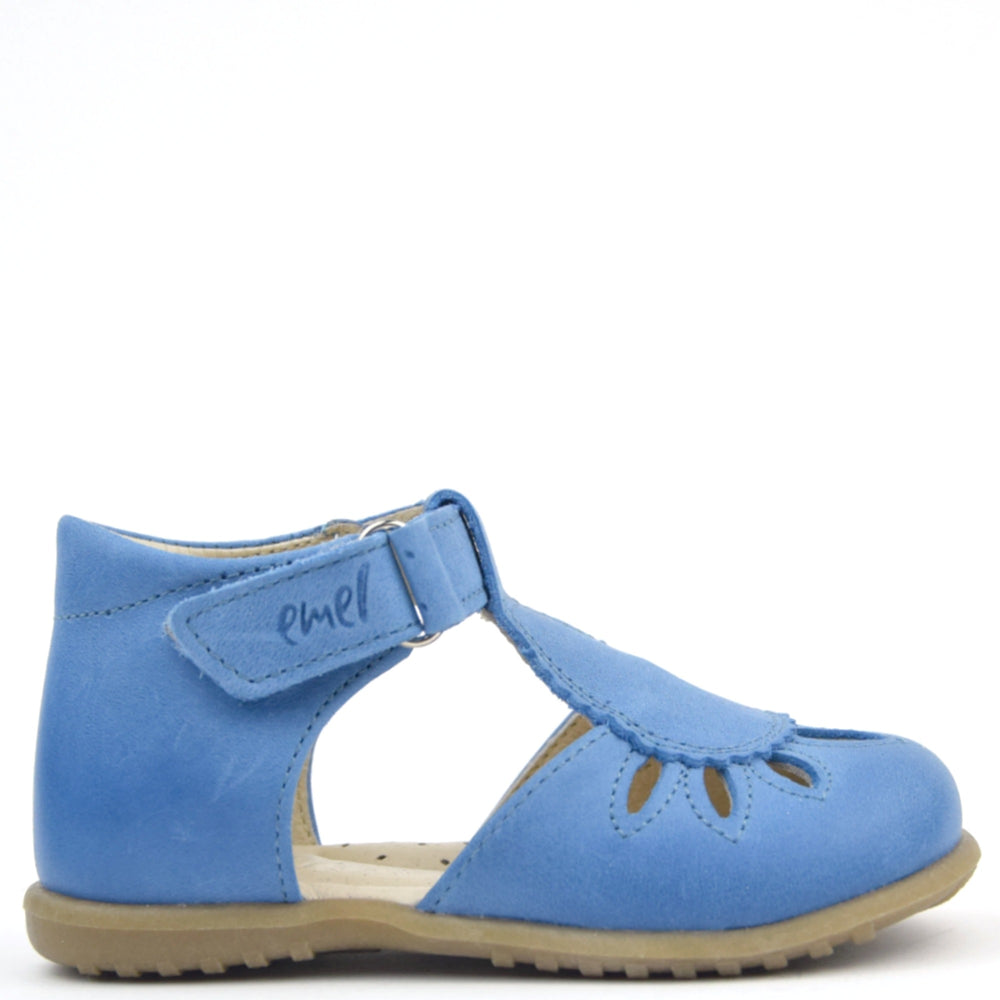 (2436-1) Emel Blue Half-Open Shoes