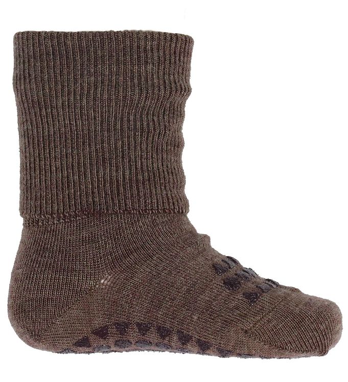 Anti -Slip WOOL Socks - Brown