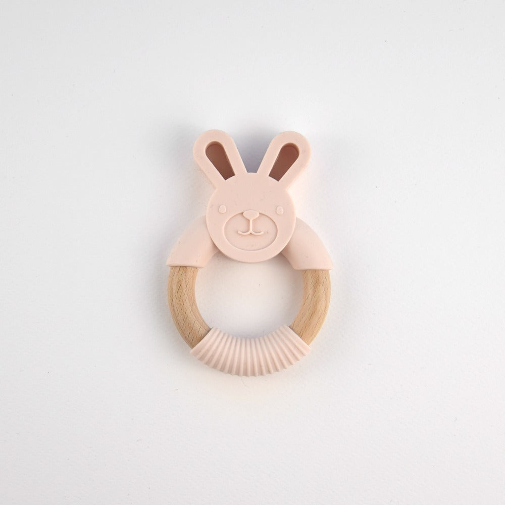 Silicone bunny teether - light pink