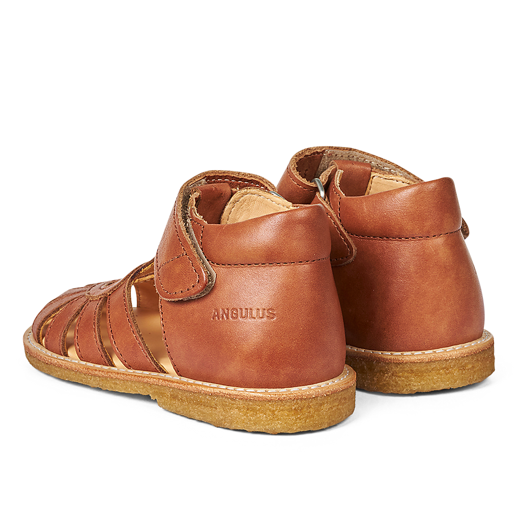 (0572-101) Starter heart sandal with velcro closure cognac - MintMouse (Unicorner Concept Store)
