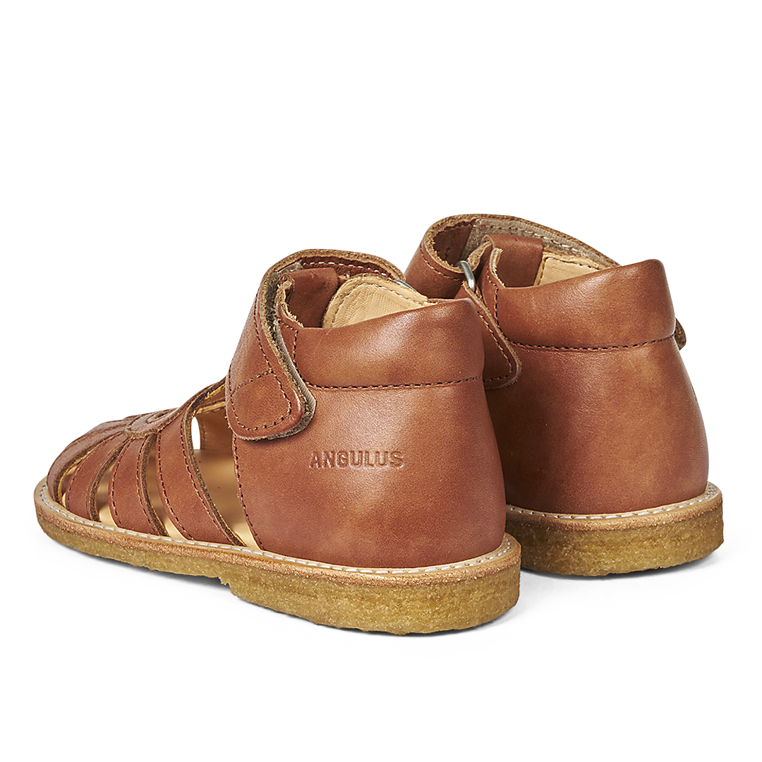 (0572-101) Starter heart sandal with velcro closure cognac - MintMouse (Unicorner Concept Store)