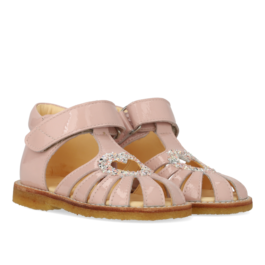 (0572-102) heart sandal with glitter and velcro closure rosebud glitter - MintMouse (Unicorner Concept Store)