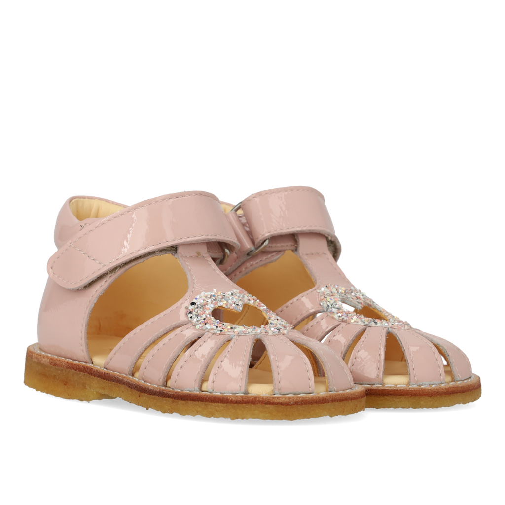 (0572-102) heart sandal with glitter and velcro closure rosebud glitter - MintMouse (Unicorner Concept Store)