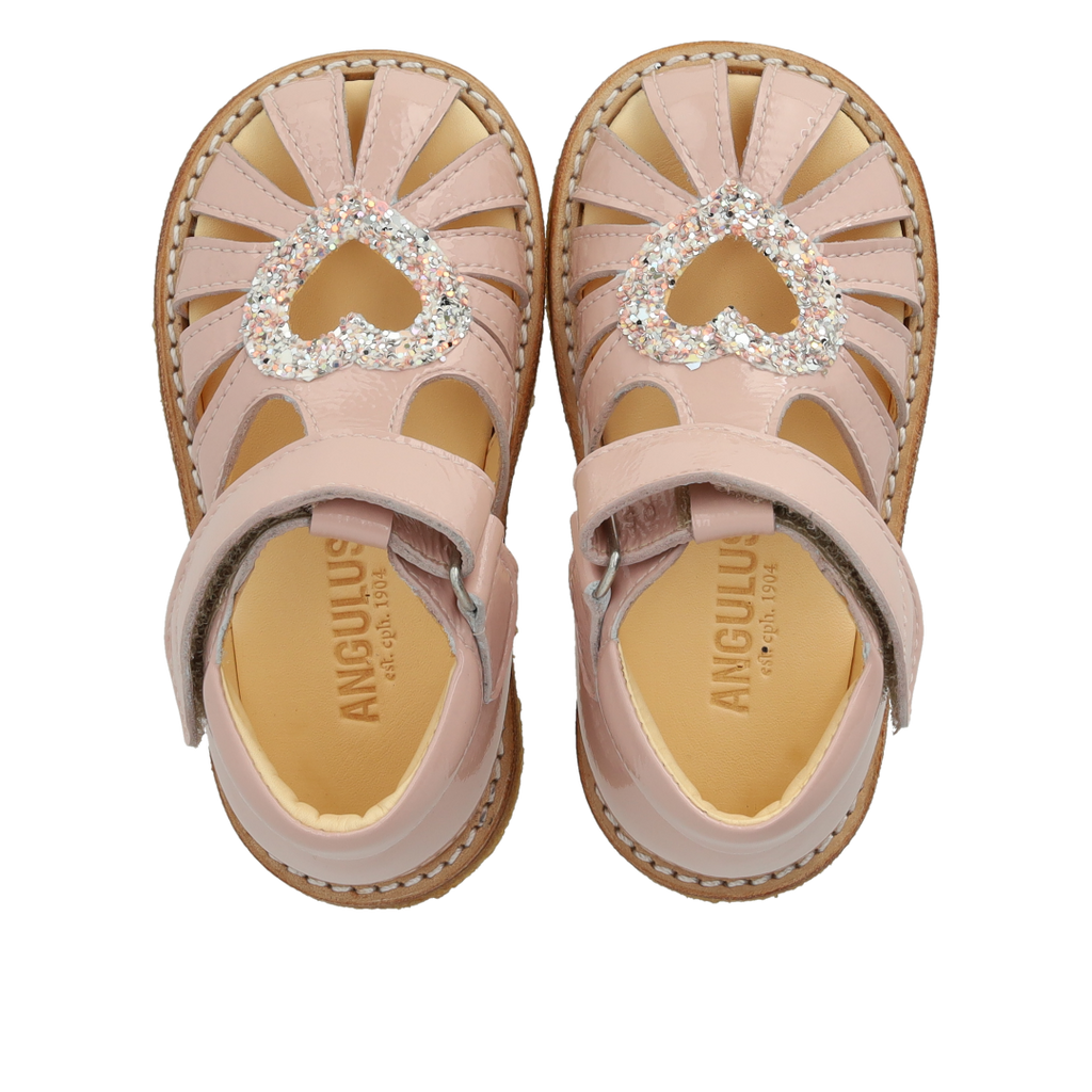 (0572-102) heart sandal with glitter and velcro closure rosebud glitter - MintMouse (Unicorner Concept Store)