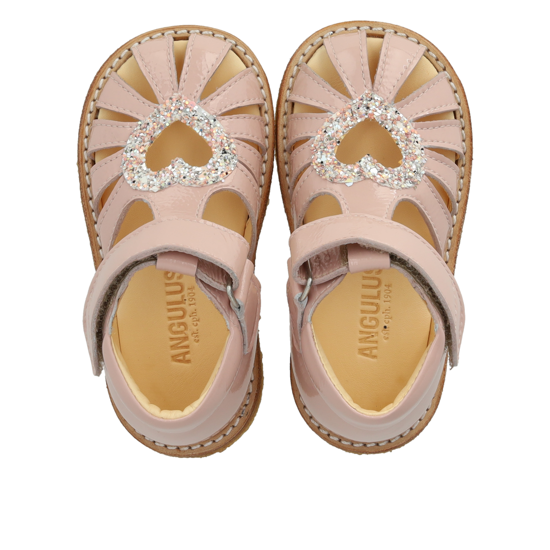 (0572-102) heart sandal with glitter and velcro closure rosebud glitter - MintMouse (Unicorner Concept Store)