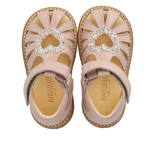 (0572-102) heart sandal with glitter and velcro closure rosebud glitter - MintMouse (Unicorner Concept Store)