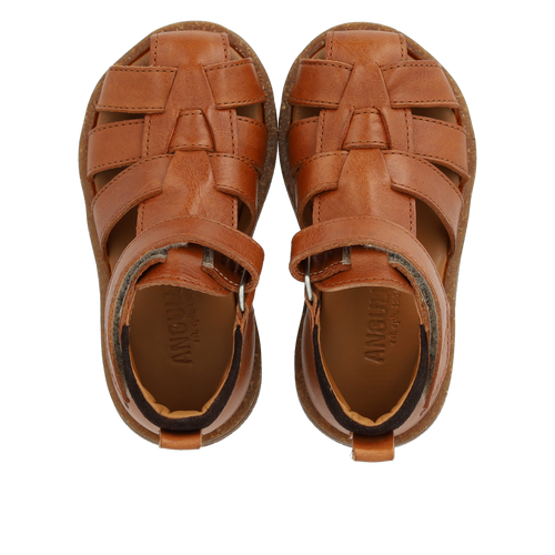 (0575-201) Starter sandal with velcro closure cognac - MintMouse (Unicorner Concept Store)