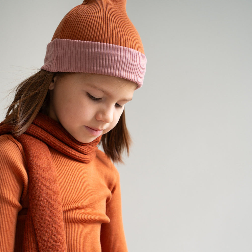 (10004) Arvid-contrast - Merino wool - rust