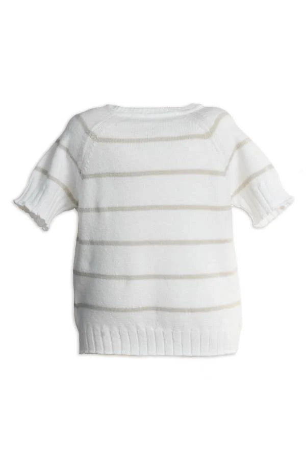 1009 Short Sleeve Striped Sweater - Warm white 128 - MintMouse (Unicorner Concept Store)
