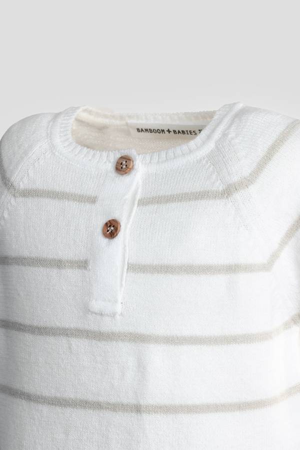 1009 Short Sleeve Striped Sweater - Warm white 128 - MintMouse (Unicorner Concept Store)