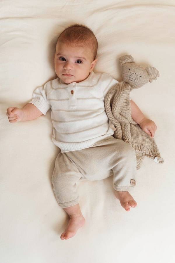 1009 Short Sleeve Striped Sweater - Warm white 128 - MintMouse (Unicorner Concept Store)