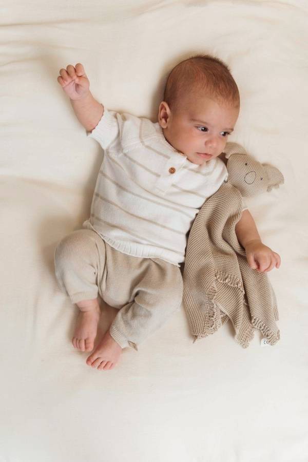 1009 Short Sleeve Striped Sweater - Warm white 128 - MintMouse (Unicorner Concept Store)