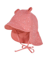 Maximo - Sun hat  organic cotton with visor and ears - Pink / white dots