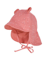 Maximo - Sun hat  organic cotton with visor and ears - Pink / white dots