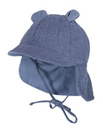 Maximo - Sun hat  organic cotton with visor and ears - Blue white stripes