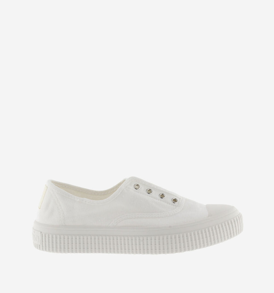 (1076100) Women's canvas trainers with elastic - White