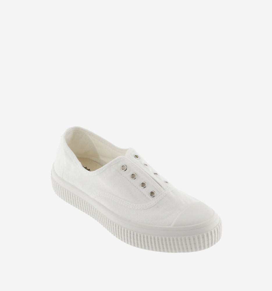 (1076100) Women's canvas trainers with elastic - White