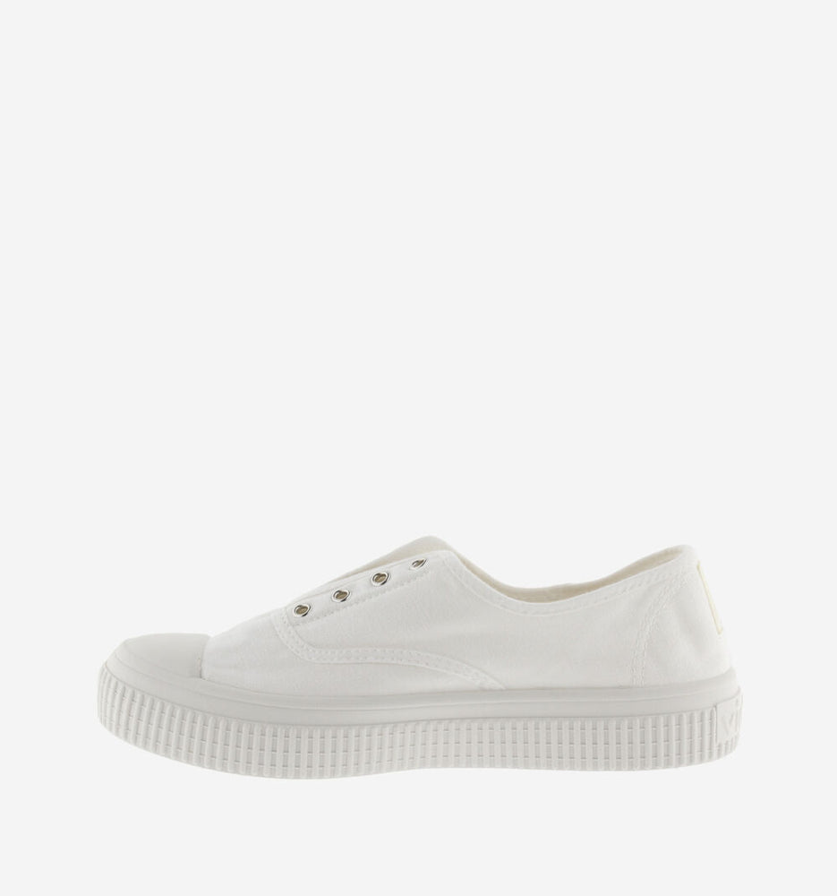 (1076100) Women's canvas trainers with elastic - White