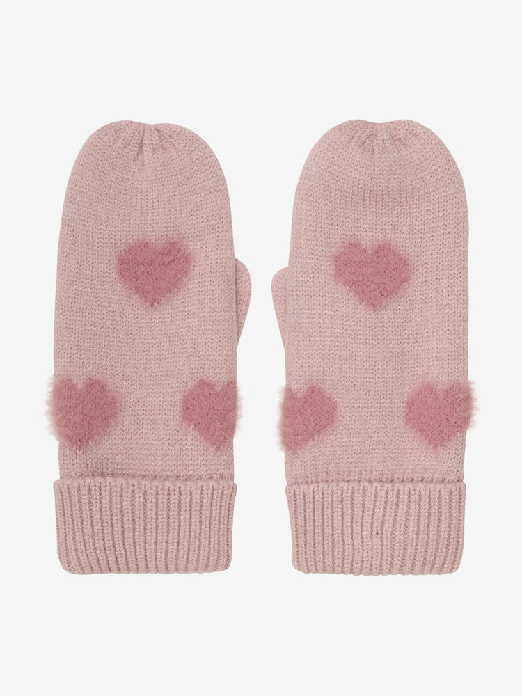 (164055) Knitted mittens soft teddy - Misty Rose