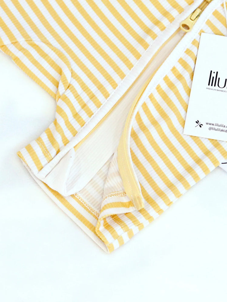 Short Yellow Stripes Bamboo Zippy Romper