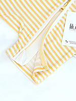 Short Yellow Stripes Bamboo Zippy Romper