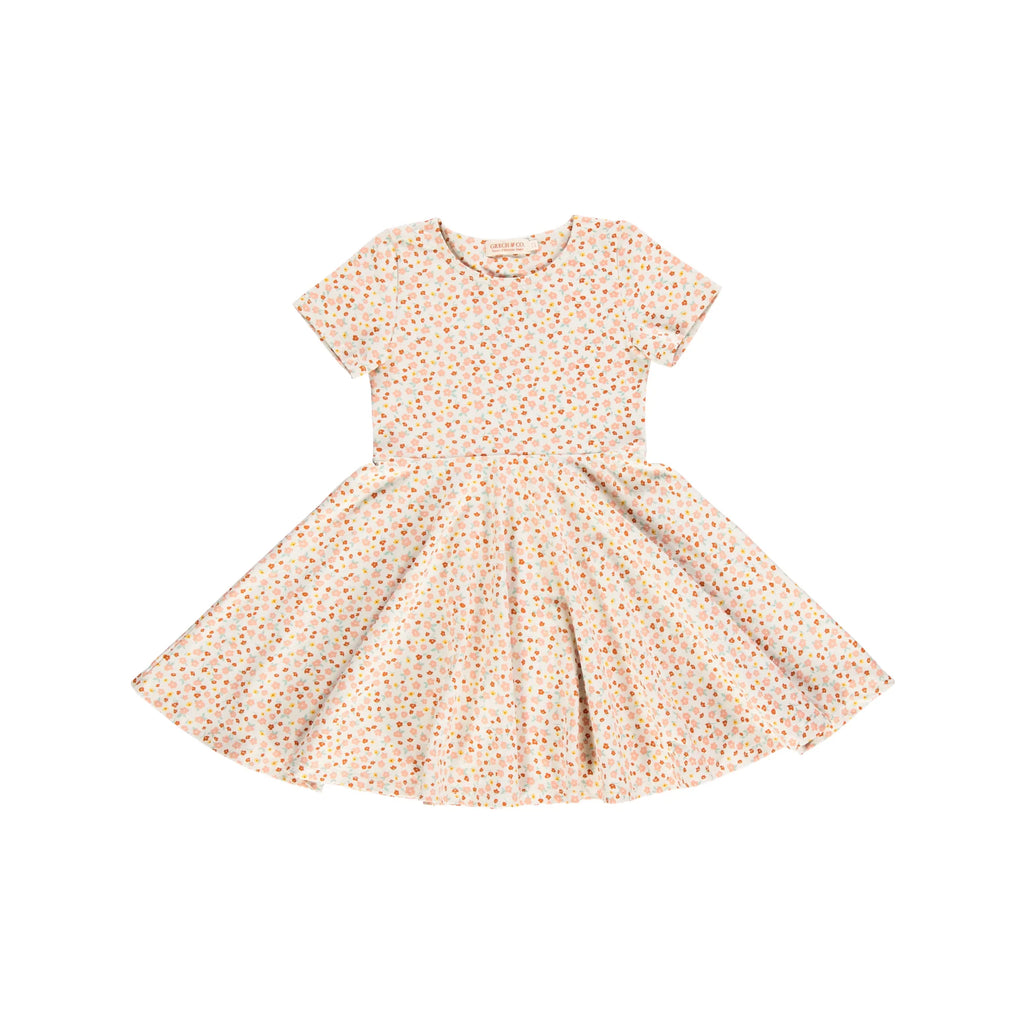 Sweetheart Twirl Dress | Organic Cotton Jersey - Sunset Meadow