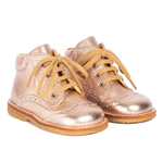 Classic lace-up shoe with brouges details - Copper Metallic