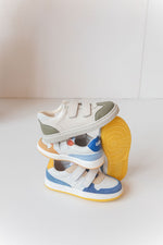 (2708D-28) Low Velcro sneakers Cream - khaki