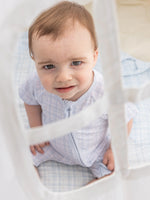 Short Blue Vichy Bamboo Zippy Romper - MintMouse (Unicorner Concept Store)