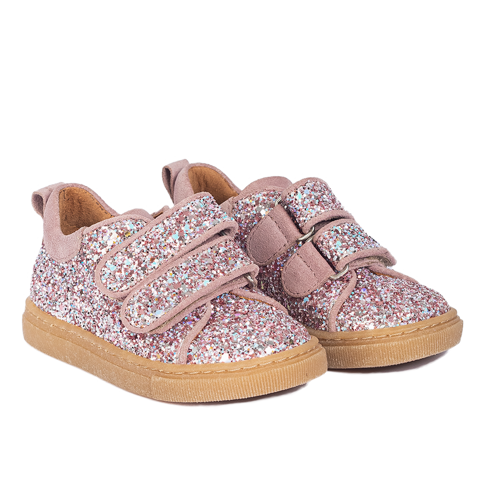 Sparkling glitter sneaker with suede trim - Mauve Forma Paulo