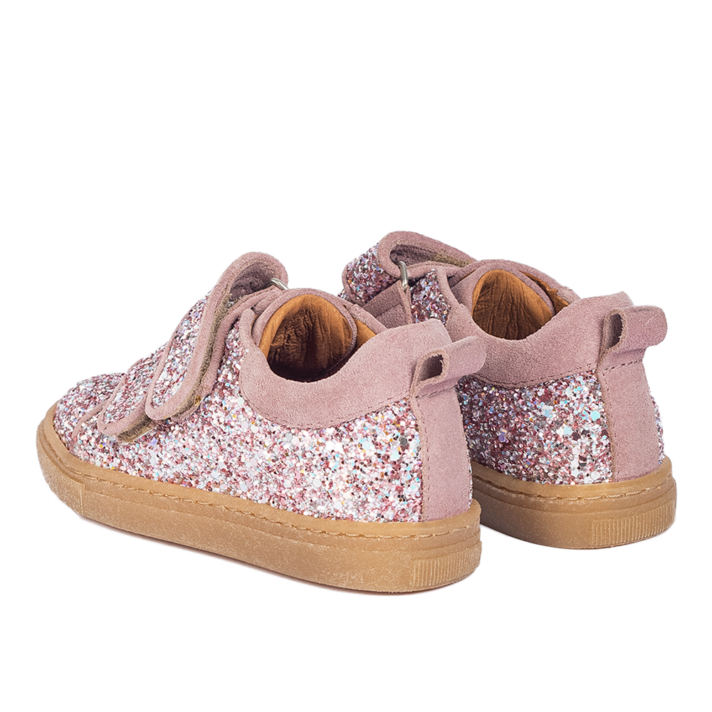 Sparkling glitter sneaker with suede trim - Mauve Forma Paulo