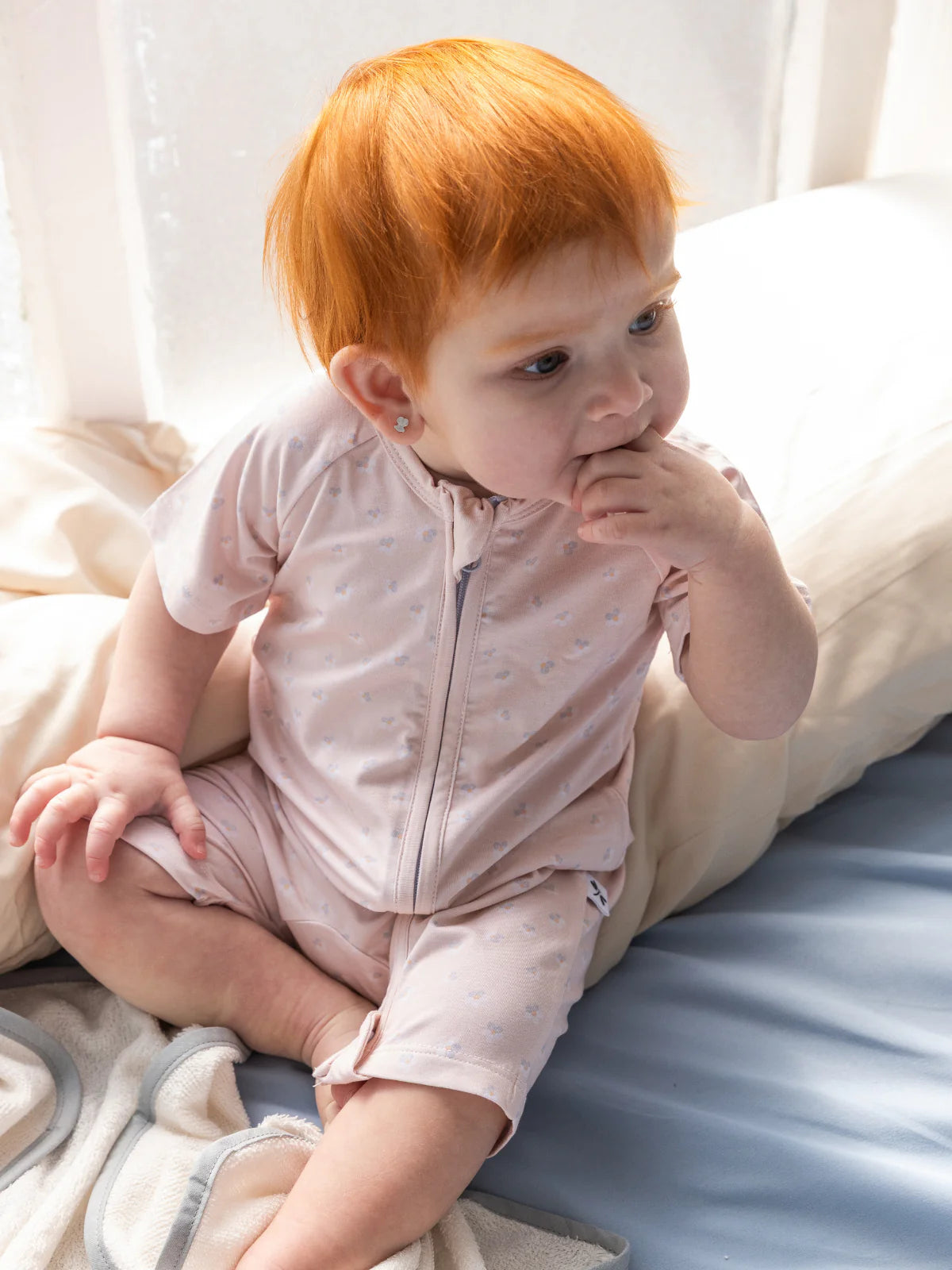 Short Coral Flowers Bamboo Zippy Romper - MintMouse (Unicorner Concept Store)