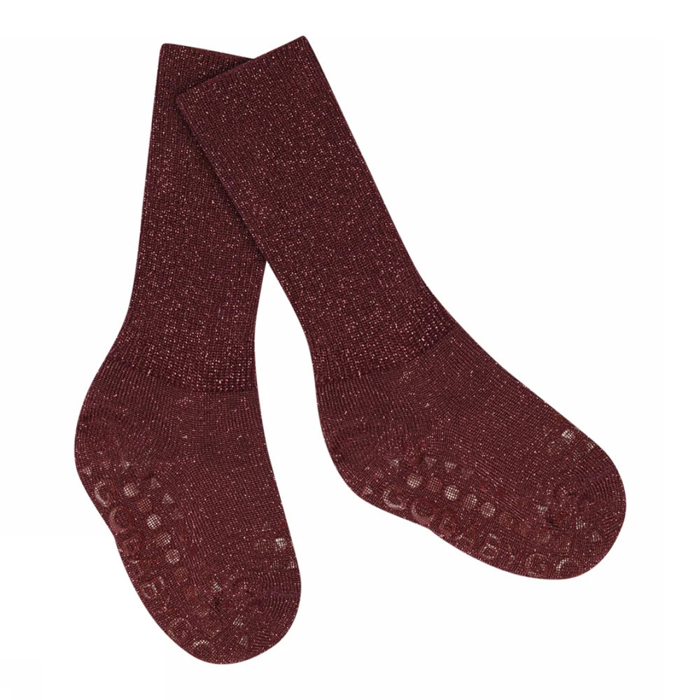 Non-Slip Grip Socks-Bamboo Wine Red