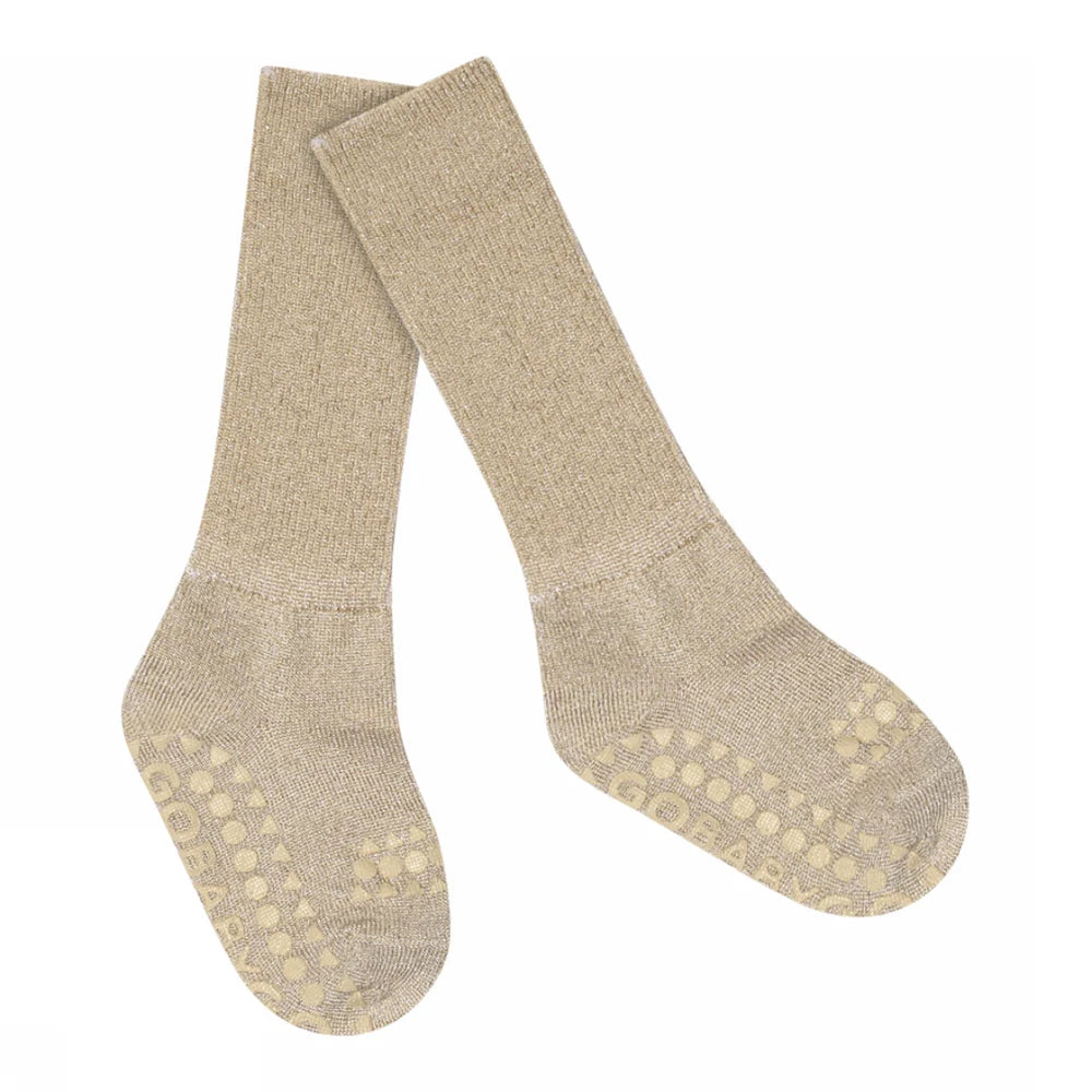 Non-Slip Grip Socks-Bamboo Champagne Beige Glitter - MintMouse (Unicorner Concept Store)