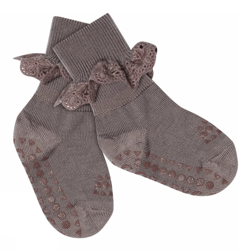 Non-slip socks-merino wool - Dark purple pigeon