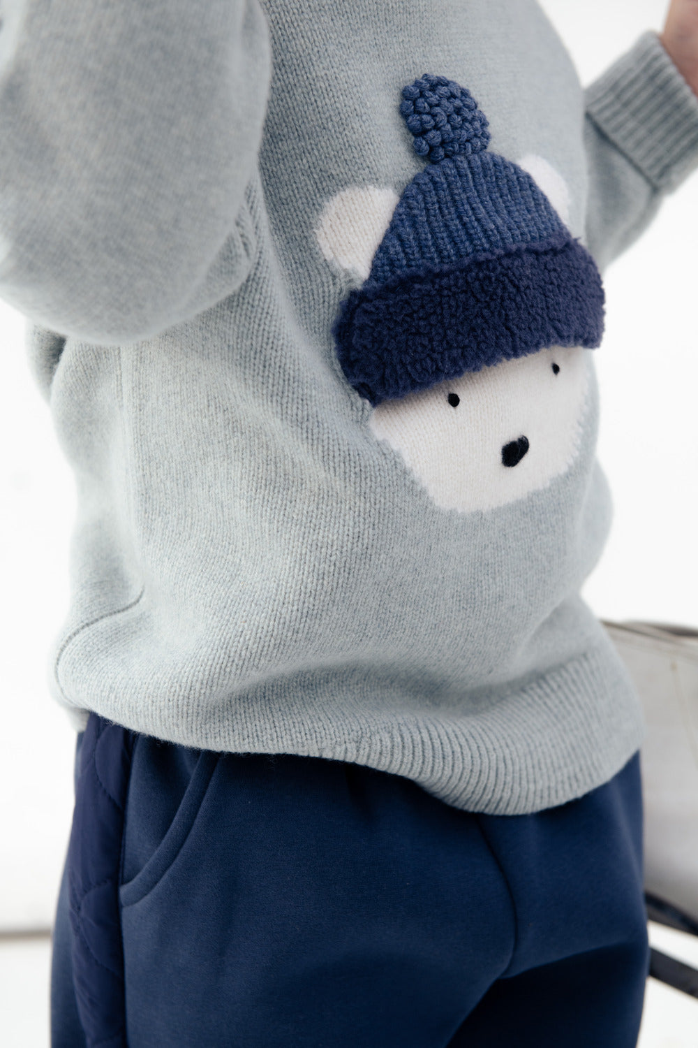 Denn Merino Wool Sweater| Polar Bear| Cloud Blue Melange