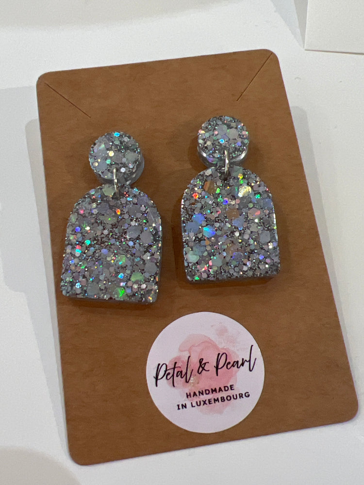 Silver Glitter Earrings Arch