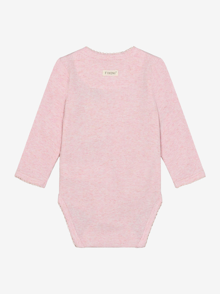 (423101) Wrap Body LS Melange Rib - 5304 Bleached Mauve Melange