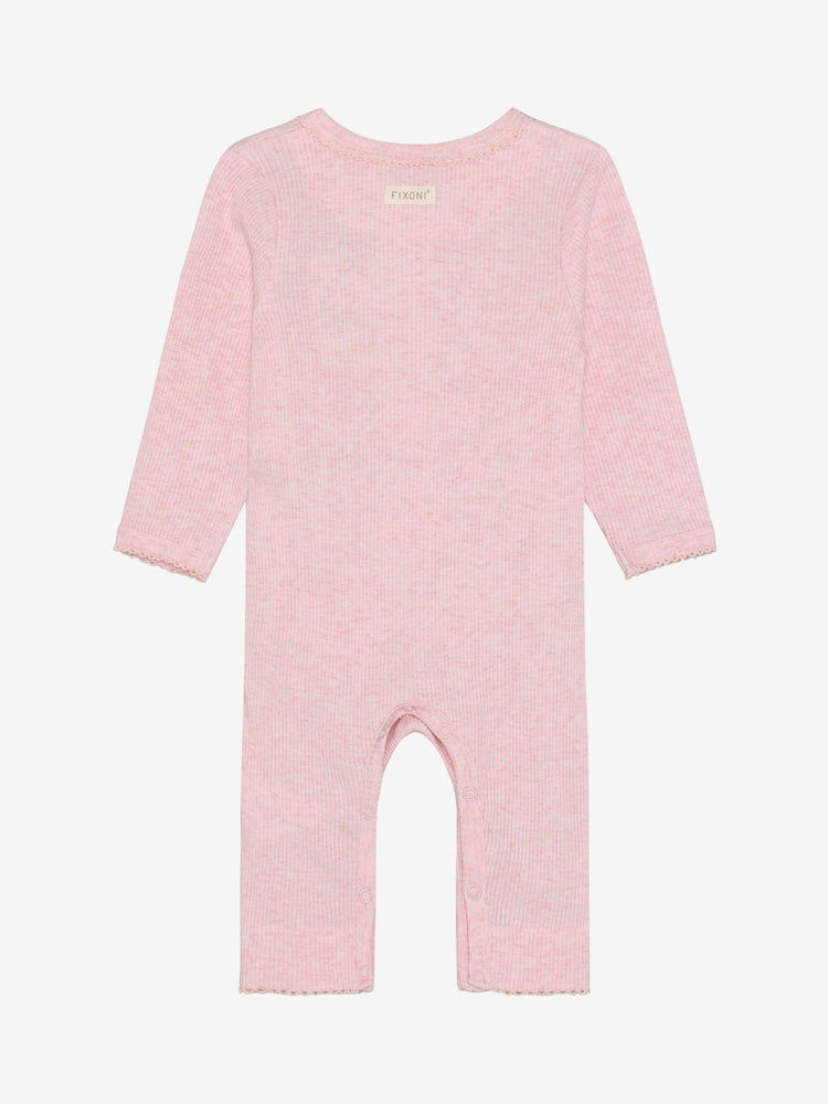 (423104) - Romper LS Melange Rib - 5304 Bleached Mauve Melange