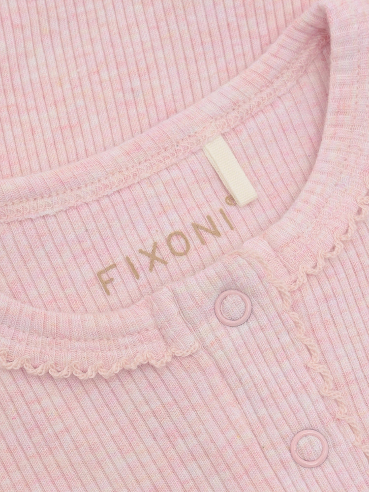 (423104) - Romper LS Melange Rib - 5304 Bleached Mauve Melange