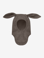 (460352) Balaclava Ears Wool Rib - Brown Melange
