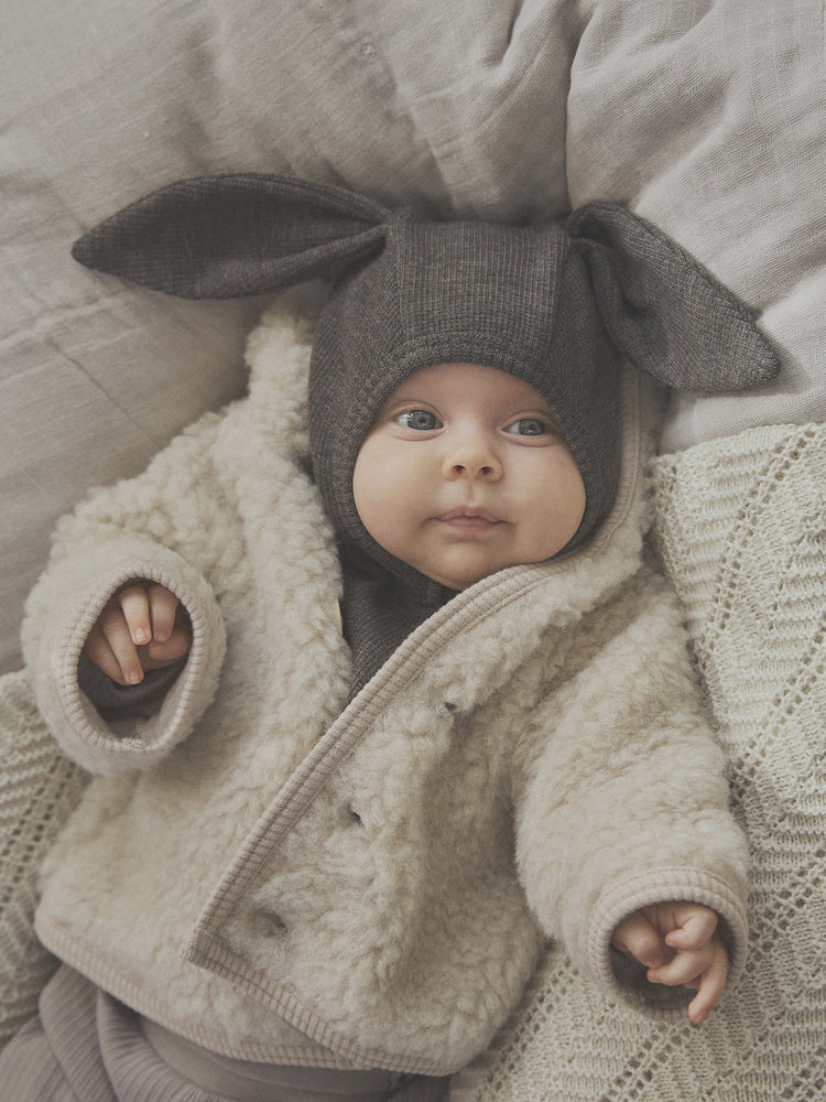 (460352) Balaclava Ears Wool Rib - Brown Melange - MintMouse (Unicorner Concept Store)