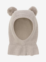 (460366) Balaclava Windstop Pompoms - Camel Melange