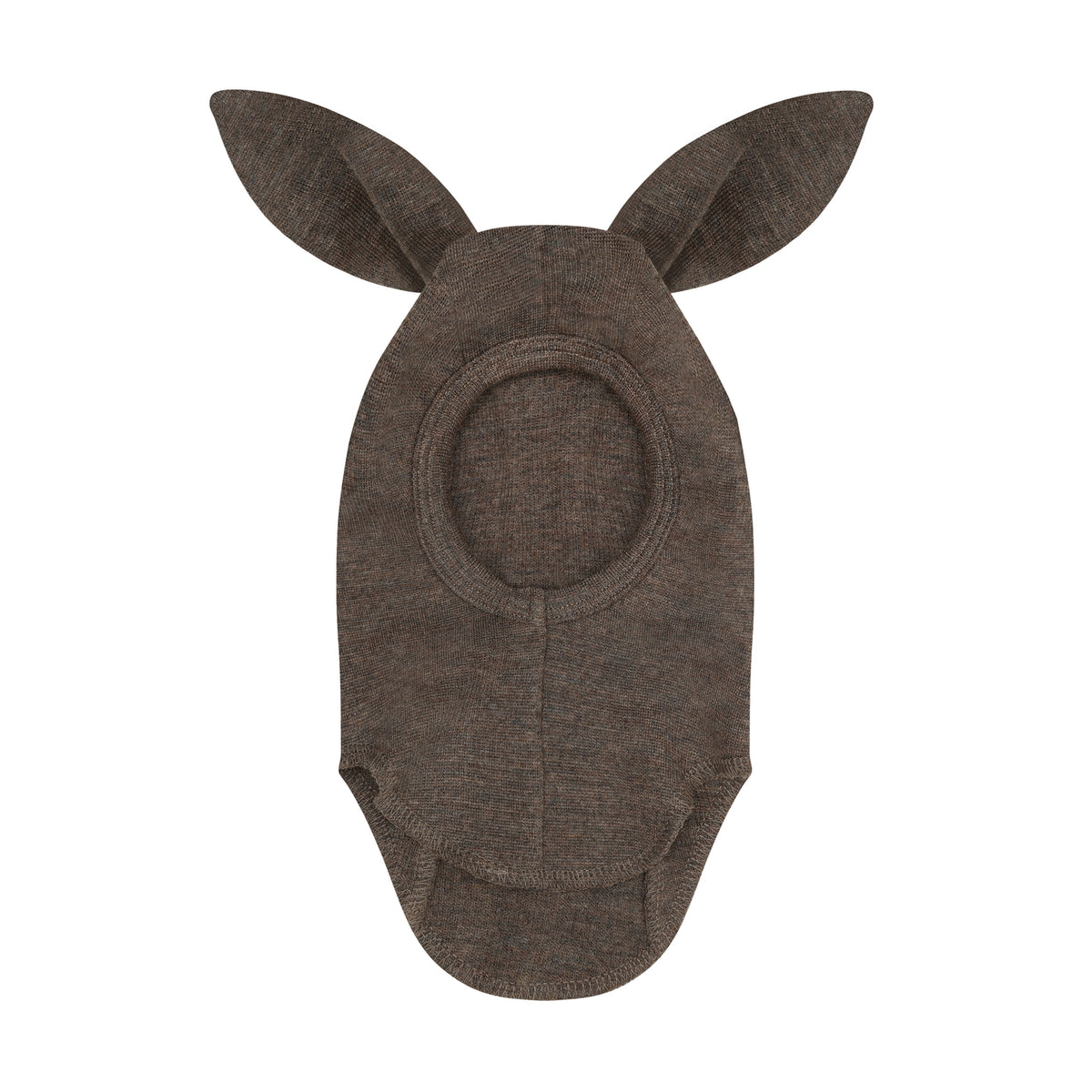 (460514) Balaclava Ears Wool Rib -Brown Melange