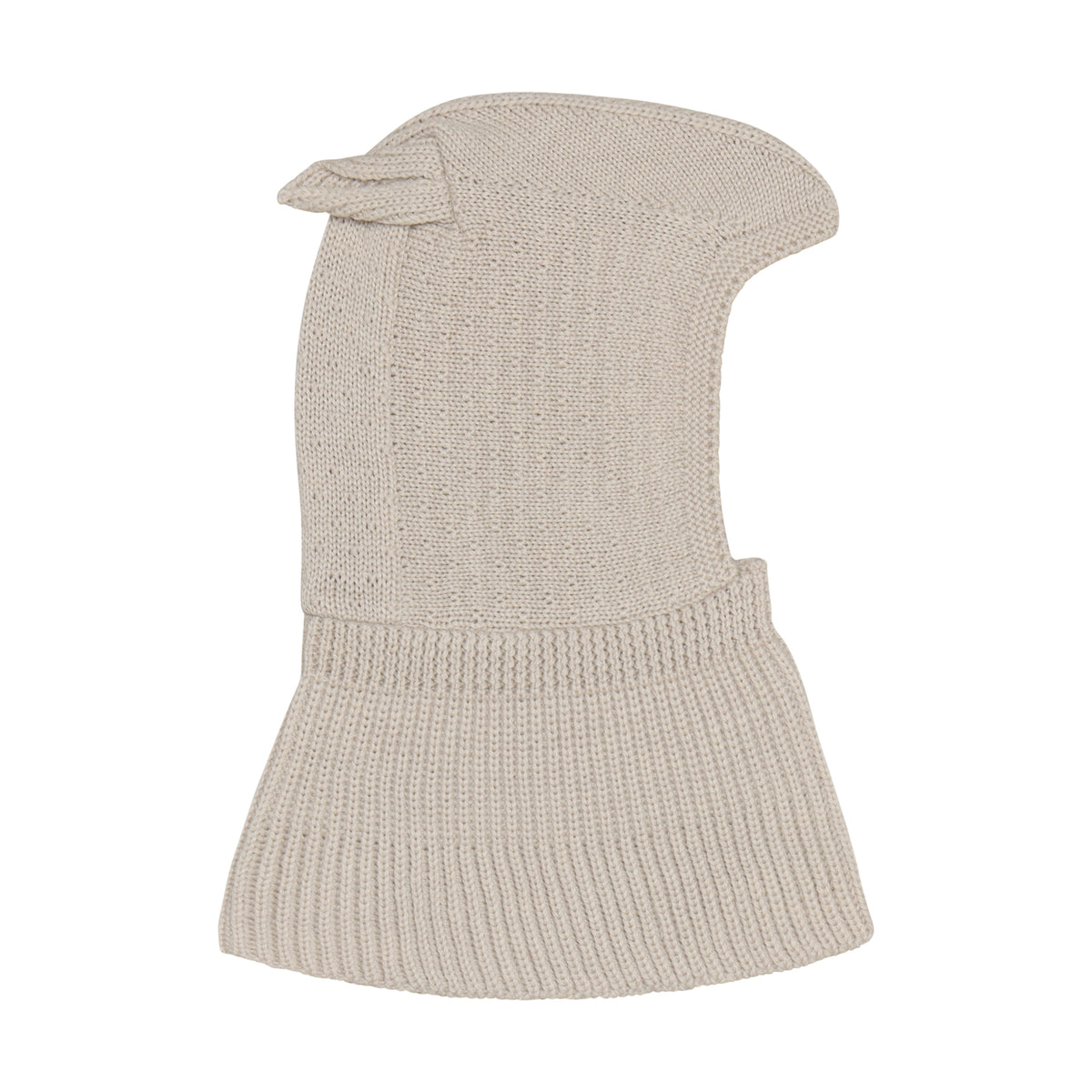 (460529) Balaclava Ears Wool Knit - Sand Melange